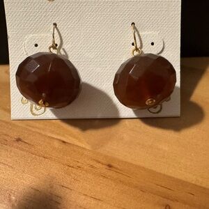 Brown and Gold Classic Geometric Beaded Drop Earrings